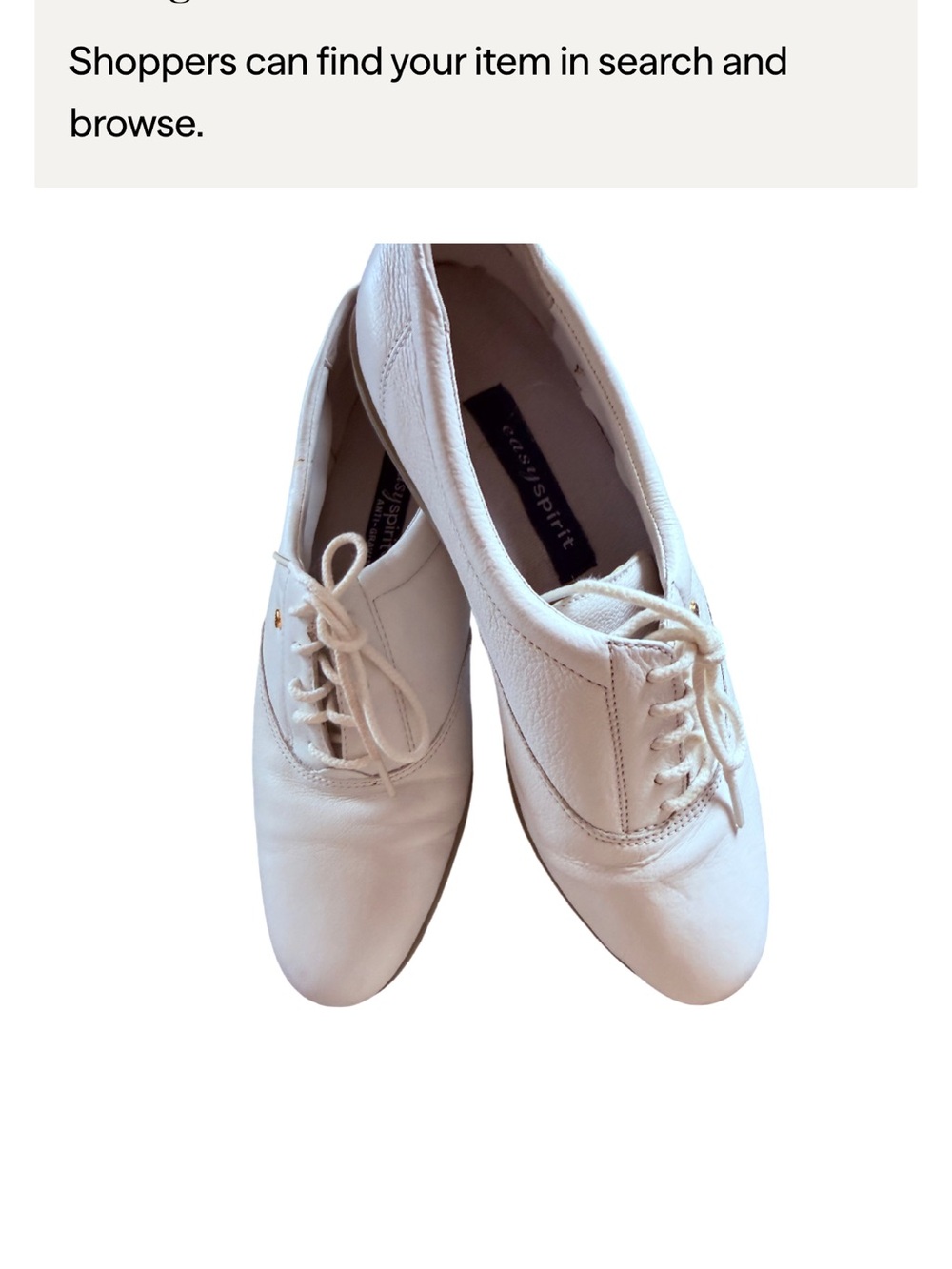 Easy Spirit White Leather Lace-Up Flats size 8